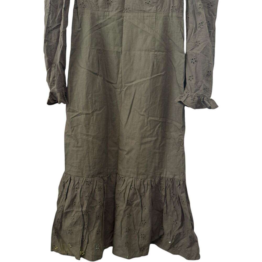Tuckernuck HYACINTH HOUSE Regina Ruffle Midi Dress Olive Green Size S - Picture 7 of 14